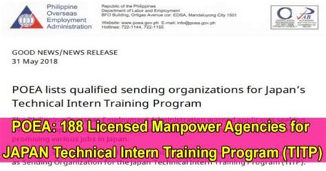 180+ POEA Recruitment Agencies for Japan, Apply to these .